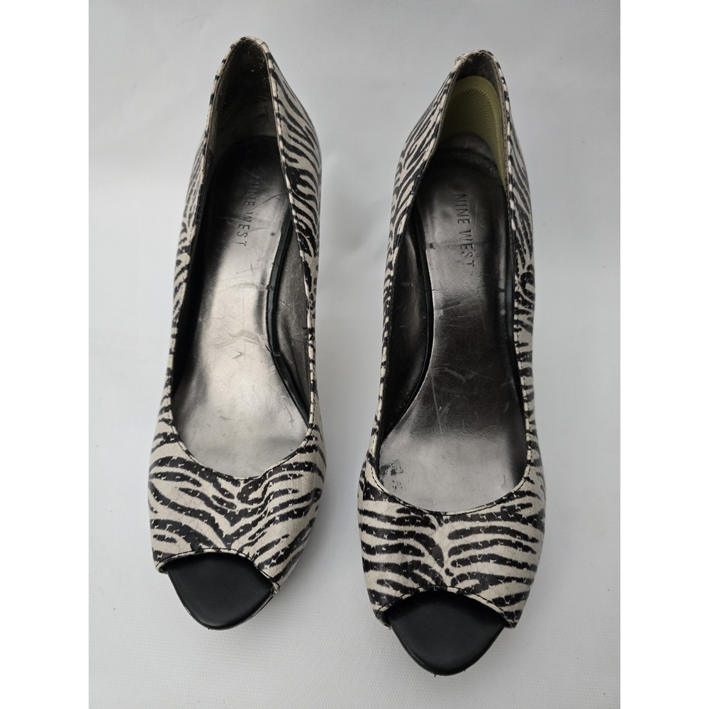 NINE WEST Zebra Stripes HIGH HEEL WEDGE  8M